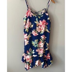 AQUA floral spaghetti strap flounce sundress sz M
